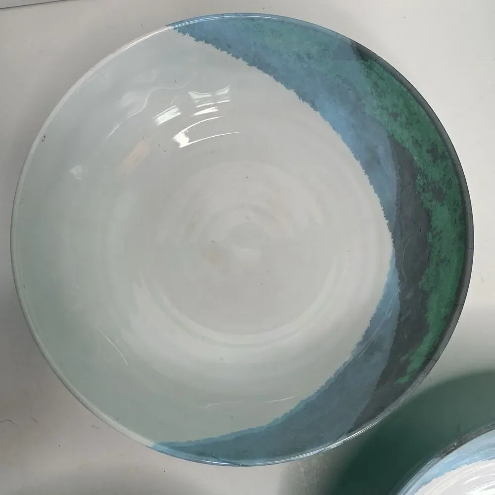 Nautica Watercolors Blue Melamine 5 Pasta/Soup Bowls